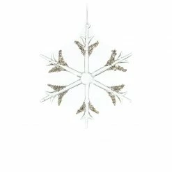 The Christmas Palace 7" SILVER SNOWFLAKE WITH GLITTER ORNAMENT SET OF 6 Pretty In Pink