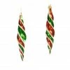 The Christmas Palace Razzle Dazzle 8" RED & GREEN SWIRL FINIAL ORNAMENT SET OF 6