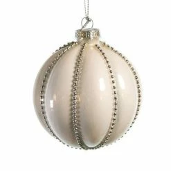 The Christmas Palace 3" GLASS WHITE DECORATIVE BALL ASSORTED SET OF 12