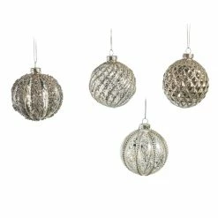 The Christmas Palace 3" GLASS PEWTER BALL ORNAMENT SET OF 12