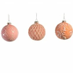 The Christmas Palace Christmas Ornaments 3" GLASS PINK BALL ORNAMENT ASSORTED SET OF 12