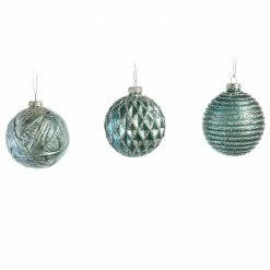 The Christmas Palace 3" BLUE GLASS BALL ORNAMENT ASSORTED SET OF 12