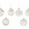 The Christmas Palace Christmas Ornaments 3" GLASS CRYSTAL CLEAR WITH SILVER ACCENTS ORNAMENTS ASSORTED SET OF 12