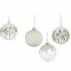 The Christmas Palace 3" CRYSTAL WITH GLITTER & BEADED ASSORTED SET OF 12 Crystal Elegance