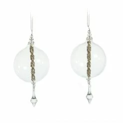 The Christmas Palace 3" CRYSTAL WITH BEADS INSIDE ORNAMENT SET OF 12 Christmas Ornaments