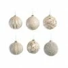 The Christmas Palace 4" GLASS WHITE BALL DECORATIVE ORNAMENT ASSORTED SET OF 12