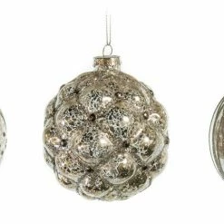 Cheap π The π Christmas Palace 4" GLASS PEWTER BALL DECORATIVE ORNAMENT ASSORTED SET OF 12 π Christmas Ornaments β¨ 5 The Christmas Palace 4