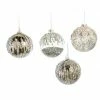 The Christmas Palace 4" GREY & SILVER GLASS DECORATIVE BALL ORNAMENTS ASSORTED SET OF 12