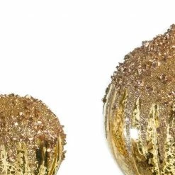 The Christmas Palace 5" GOLD HEART & BALL GLITTER ORNAMENT SET OF 12