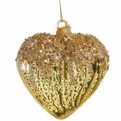 Brand new π The π Christmas Palace 5" GOLD HEART & BALL GLITTER ORNAMENT SET OF 12 π₯° 6 The Christmas Palace 5