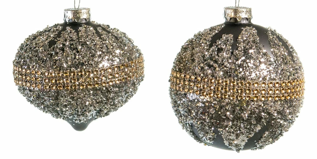 Best Pirce 𧨠The π Christmas Palace 5" BLUE GREY & SILVER BEADED ORNAMENT ASSORTED SET OF 12 π Christmas Ornaments β€οΈ 2 The Christmas Palace 5" BLUE GREY & SILVER BEADED ORNAMENT ASSORTED SET OF 12 Christmas Ornaments