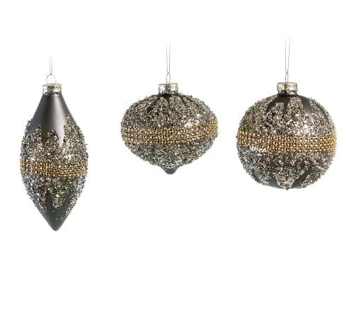 Best Pirce 𧨠The π Christmas Palace 5" BLUE GREY & SILVER BEADED ORNAMENT ASSORTED SET OF 12 π Christmas Ornaments β€οΈ 1 The Christmas Palace 5" BLUE GREY & SILVER BEADED ORNAMENT ASSORTED SET OF 12 Christmas Ornaments