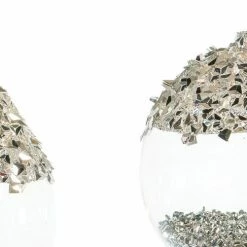 The Christmas Palace Christmas Ornaments 3" - 7" CRYSTAL SILVER GLITTER ORNAMENTS ASSORTED SET OF 12