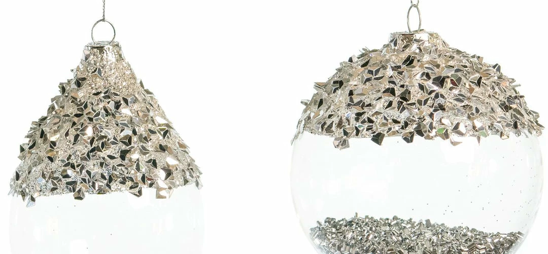 New π The π Christmas Palace π Christmas Ornaments 3" - 7" CRYSTAL SILVER GLITTER ORNAMENTS ASSORTED SET OF 12 β€οΈ 2 The Christmas Palace Christmas Ornaments 3" - 7" CRYSTAL SILVER GLITTER ORNAMENTS ASSORTED SET OF 12