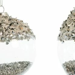 New π The π Christmas Palace π Christmas Ornaments 3" - 7" CRYSTAL SILVER GLITTER ORNAMENTS ASSORTED SET OF 12 β€οΈ 5 The Christmas Palace Christmas Ornaments 3