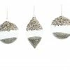 The Christmas Palace Christmas Ornaments 3" - 7" CRYSTAL SILVER GLITTER ORNAMENTS ASSORTED SET OF 12