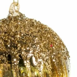 The Christmas Palace Christmas Ornaments 5" GOLD WITH GLITTER DECO ORNAMENT ASSORTED SET OF 9