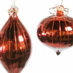 The Christmas Palace 5" RED SHINY WITH BEADS DECO ORNAMENT ASSORTED SET OF 9