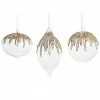 The Christmas Palace 5" CRYSTAL GLASS ORNAMENT WITH MULTI COLOR GLITTER ASSORTED SET OF 9
