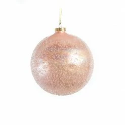 The Christmas Palace 5" GLASS PINK SUGAR BALL ORNAMENT SET OF 9