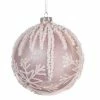 The Christmas Palace Christmas Ornaments 5" GLASS PINK WITH GLITTERED SNOWFLAKES ORNAMENT SET OF 9