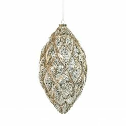 The Christmas Palace Gilded Elegance 10" PEWTER PINE CONE ORNAMENT SET OF 2