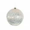 The Christmas Palace 8" PEWTER BALL WITH GLITTER ORNAMENT SET OF 2