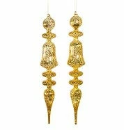 The Christmas Palace 21" GLASS GOLD FINIAL ORNAMENT SET OF 2