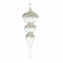 The Christmas Palace 8" CRYSTAL FINIAL WITH GLITTER SET OF 6 Crystal Elegance