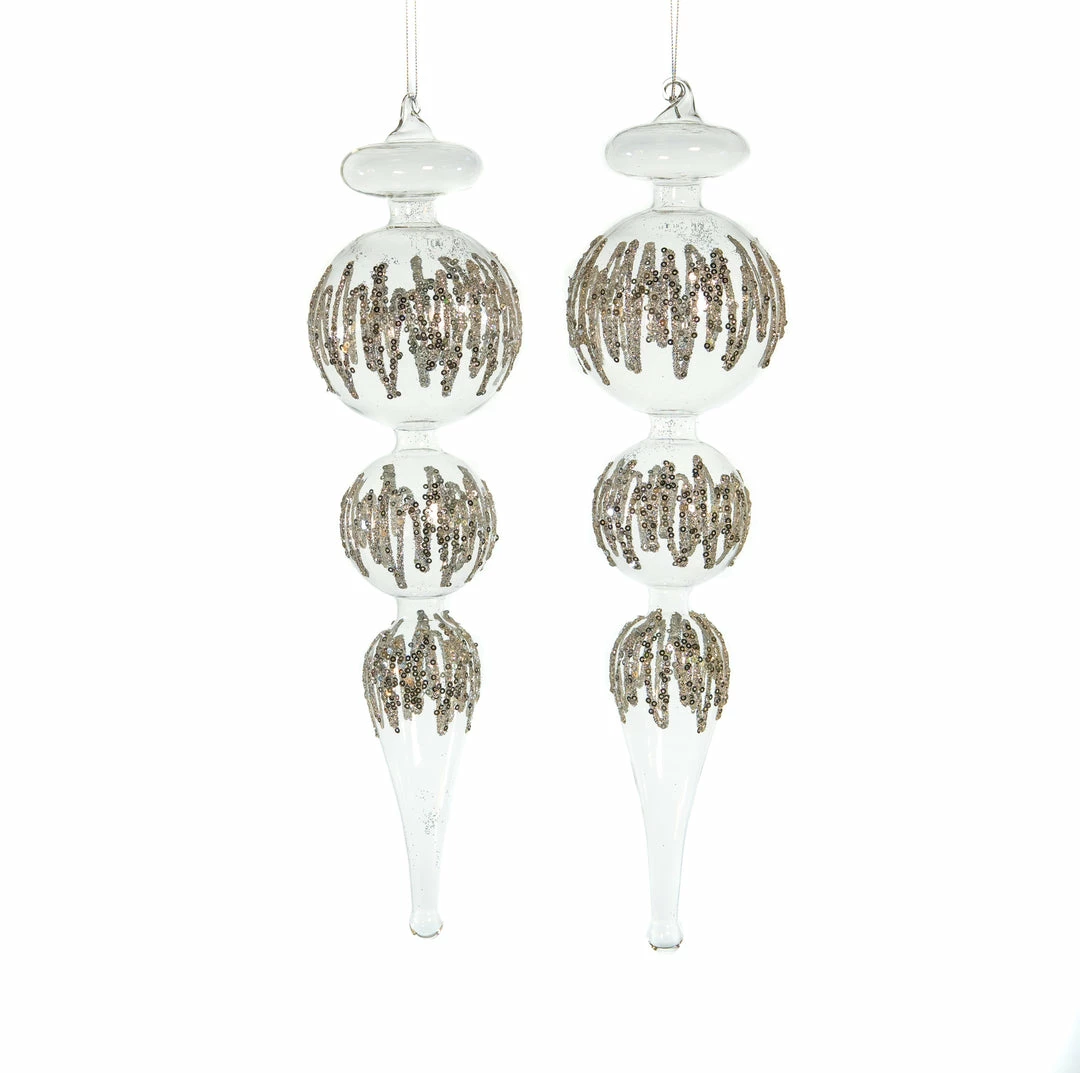 Outlet π The π Christmas Palace 16" CRYSTAL FINIAL WITH GLITTER ORNAMENT SET OF 2 π 1 The Christmas Palace 16" CRYSTAL FINIAL WITH GLITTER ORNAMENT SET OF 2