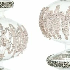 The Christmas Palace Christmas Ornaments 13" CRYSTAL FINIAL WITH GLITTER ORNAMENT SET OF 2