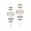 The Christmas Palace Christmas Ornaments 13" CRYSTAL FINIAL WITH GLITTER ORNAMENT SET OF 2