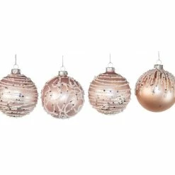 The Christmas Palace Christmas Ornaments 3" PINK WITH WHITE SEQUINED ICING ASSORTED ORNAMENT SET OF 12