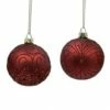 The Christmas Palace 3" RED MATTE WITH RED GLITTER ASSORTED ORNAMENT SET OF 12