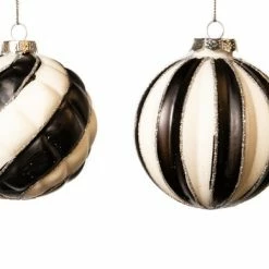 The Christmas Palace 3" BLACK & WHITE ASSORTED ORNAMENT SET OF 12