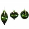 The Christmas Palace 3" SHINY GREEN GLASS ASSORTED ORNAMENT SET OF 12
