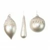 The Christmas Palace 4" WHITE MATTE & GLITTER ORNAMENTS ASSORTED SET OF 12