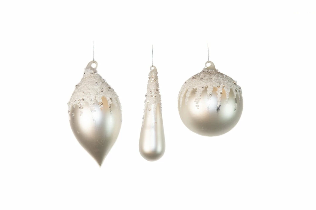 Best deal π The π Christmas Palace 4" WHITE MATTE & GLITTER ORNAMENTS ASSORTED SET OF 12 𧨠1 The Christmas Palace 4" WHITE MATTE & GLITTER ORNAMENTS ASSORTED SET OF 12