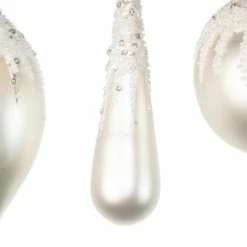 The Christmas Palace 4" WHITE MATTE & GLITTER ORNAMENTS ASSORTED SET OF 12