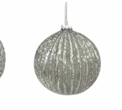 The Christmas Palace 4" SILVER GLITTERED ASSORTED ORNAMENT SET OF 12