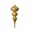 The Christmas Palace 8" GOLD WITH GOLD GLITTER GLASS FINIAL SET OF 2 Christmas Ornaments