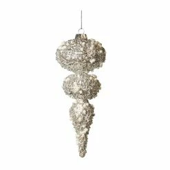 The Christmas Palace 8" PEWTER BEADED FINIAL SET OF 2