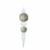 The Christmas Palace 15" CRYSTAL WITH SILVER GLITTER FINIAL SET OF 2