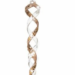 The Christmas Palace 7" SPIRAL ICICLE WITH GOLD SEQUIN ORNAMENT SET OF 12
