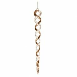 The Christmas Palace 11" SPIRAL ICICLE WITH GOLD GLITTER ORNAMENT SET OF 12 Christmas Ornaments