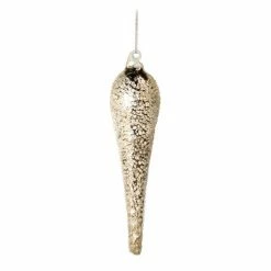The Christmas Palace Christmas Ornaments 8" CRYSTAL DROP WITH WHITE EMBOSSED SNOW SET OF 6