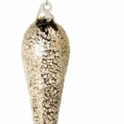 The Christmas Palace Christmas Ornaments 8" CRYSTAL DROP WITH WHITE EMBOSSED SNOW SET OF 6