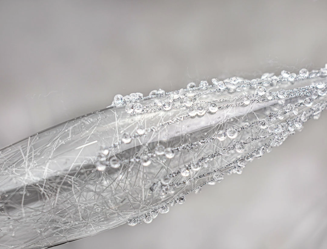 Budget π The β Christmas Palace β Christmas Ornaments 11" CRYSTAL GLASS ICICLE WITH GREY GLITTER SET OF 6 π 2 The Christmas Palace Christmas Ornaments 11" CRYSTAL GLASS ICICLE WITH GREY GLITTER SET OF 6