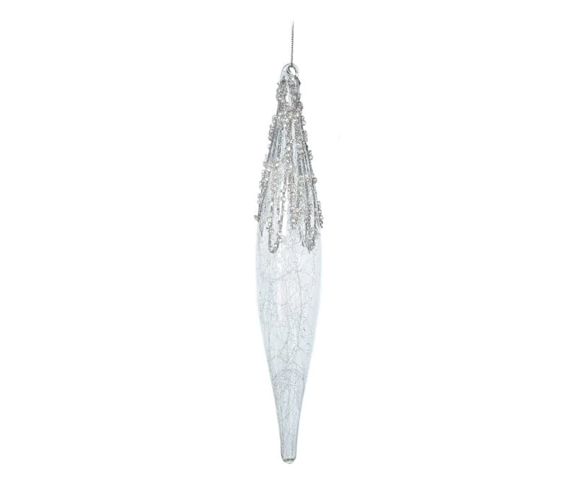 Budget π The β Christmas Palace β Christmas Ornaments 11" CRYSTAL GLASS ICICLE WITH GREY GLITTER SET OF 6 π 3 The Christmas Palace Christmas Ornaments 11" CRYSTAL GLASS ICICLE WITH GREY GLITTER SET OF 6