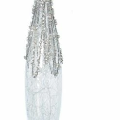 Budget π The β Christmas Palace β Christmas Ornaments 11" CRYSTAL GLASS ICICLE WITH GREY GLITTER SET OF 6 π 7 The Christmas Palace Christmas Ornaments 11